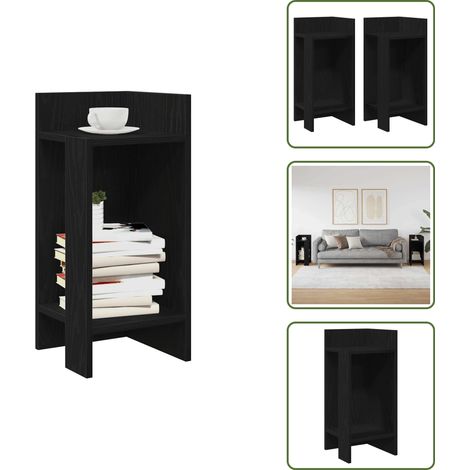 Tables d'appoint 2 pcs avec étagère noir 25,5x27x60 cm - Table D'appoint - Tables D'appoint - Table D'extrémité - Table D'accent (1/5)
