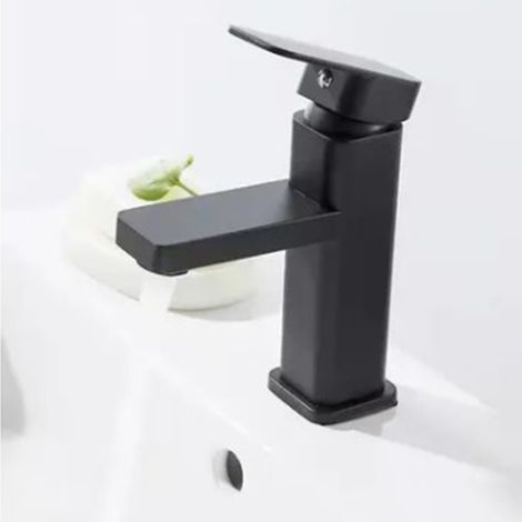 Robinet d'évier de cuisine, eau chaude et froide, carré, plastique noir, pour salle de bain, cuisine et hôtel (1/5)