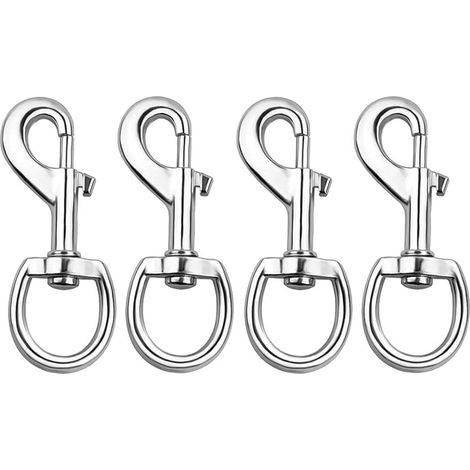 4 pièces Mousqueton Ensemble de collier avec crochets pivotants, mousquetons pivotants et clips d'animaux Boucles pivotantes en Acier Inoxydable, Boucles pivotantes pour Laisse de Chien et activités