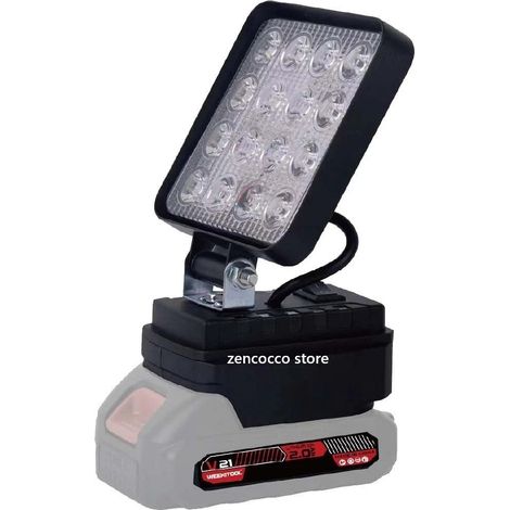LAMPADA LAVORO FARETTO 16 LED 10W a BATTERIA 21V 2.0Ah LUCE 7000K 60° 100LM/W 2 USB