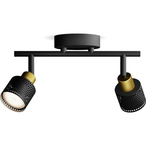 Philips Niall Spot en saillie à 2 points lumineux (Noir/Or) - Culot GU10 (1/5)