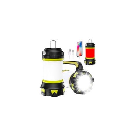 Wiederaufladbare LED-Laterne, 1000 Lumen, 4000 mAh, 360°-Campinglampe, tragbarer, wiederaufladbarer LED-Scheinwerfer, extrem leistungsstark, 6 Modi, USB-Kabel – Crezuo