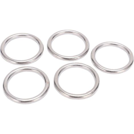 Lot de 5 joints toriques ronds en acier inoxydable 304, sans soudure, pour anneaux de yoga, hamac, voile et plongée. (1/5)