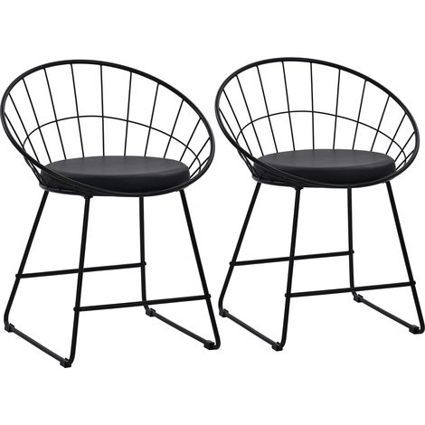 Set di 2 sedie in metallo nero e cuscino nero ALEX