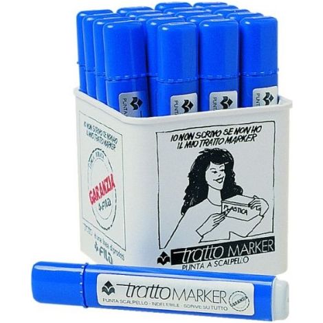 Marqueurs permanents METRICA 50011 TRATTO MARKER Bleu – Pointe biseautée toutes surfaces (x20) (1/2)