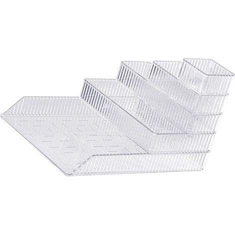 Transparente Aufbewahrungsbox mit 6 Schubladen, Schreibtisch-Organizer, großes Fassungsvermögen, für Schmuck und Schulbedarf, ideal für Zuhause und Schule. (1/5)