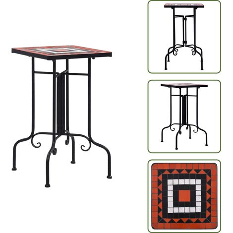 Table de bistro mosaïque Terre cuite et blanc Céramique - Table Basse Extérieure - Table Mosaïque - Table Jardinière - Décoration Extérieur - Mobilier De Jardin (1/5)