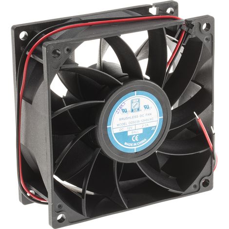 Ventilateur axial RS PRO 12 V dc, 229.4m³/h, 92 x 92 x 38mm, 16W ( Prix pour 1 ) (1/2)