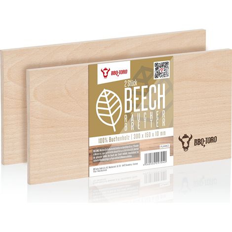 BBQ-Toro Tavola per affumicatura in 100% legno di faggio (2 pezzi)  30 x 15 x 1 cm  Grigliata