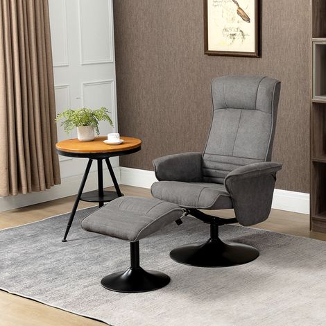 Fauteuil inclinable avec repose-pieds, dossier réglable, 69 cm x 71 cm x 104 cm, gris foncé et noir (1/5)