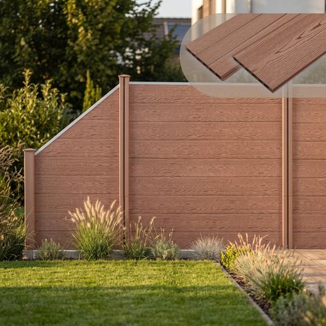 WPC Gartenzaun mit Schrägelement 183x277 cm braun [neu.holz] (1/5)