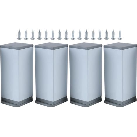 4 Pieds De Meuble Carrés, Pieds De Support pour Armoire, Pieds De Meuble, Pieds De Table en Alliage D'aluminium Blanc (10 Cm) (1/5)