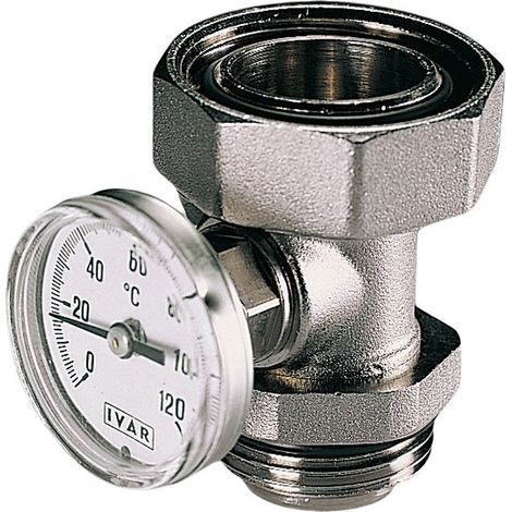 AC 637 N Bocchettone 1"1/4 F x 1" M a tenuta morbida con termometro orientabile per valvola a sfera 501356N