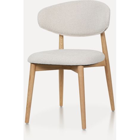 Pack de 2 sillas de comedor 54x54,5x82 cm madera natural y tela cruda - CHICFURN (1/5)