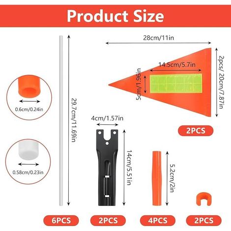 Fanion de VéLo, 2 PièCes de Drapeau de VéLo 180cm Fanion de VéLo RéGlable,pour VéLo D'Enfant RéFléChissant Convient Aux VéLos D'Enfants (Orange) (1/4)