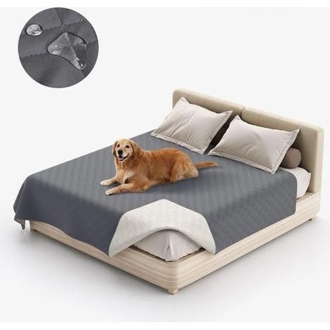 Couvre-lit matelassé imperméable, couvre-lit pour animaux de compagnie, couvre-lit, couvre-lit, gris, 172 x 208 cm (1/2)