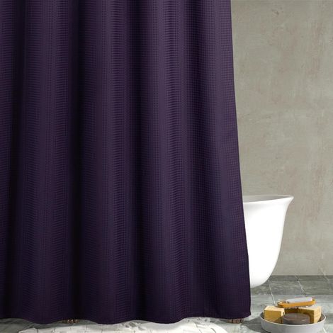 Rideau de douche Lila Waffle Weave : Rideau de douche texturé en tissu résistant pour salle de bain Tissu épais en polyester imperméable et lavable 183 x 183 cm (1/5)