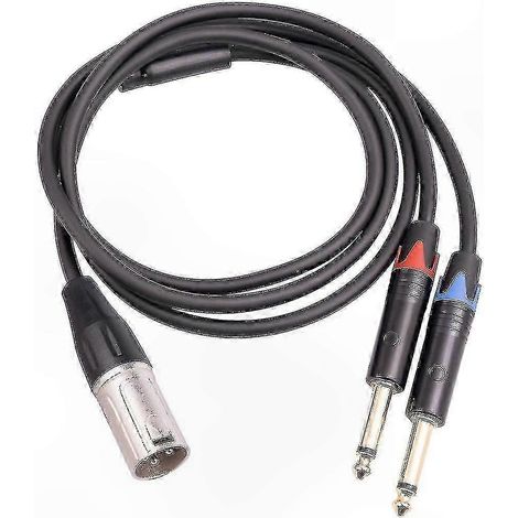 Câble adaptateur XLR mâle 3 broches vers double Jack 6,35mm TS, pour table de mixage, ampli et guitare, longueur 1M ou 2M, connecteur robuste, accessoire audio professionnel. (1/5)