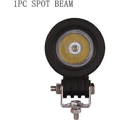 Projecteur de travail LED 10 W 12 V/24 V 5 cm (2 pouces) pour mini-voiture, camion, quad, moto, 4x4, tracteur, vélo, clignotant, antibrouillard, phare de route, 1 spot rond (1/5)