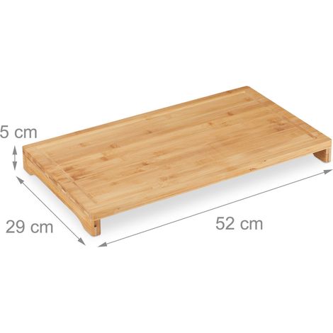 Relaxdays Schneidebrett Bambus, 2er Set, rutschfest, Saftrille, XXL  Kchenbrett, HxBxT: 5 x 52 x 29 cm, Hackbrett, natur