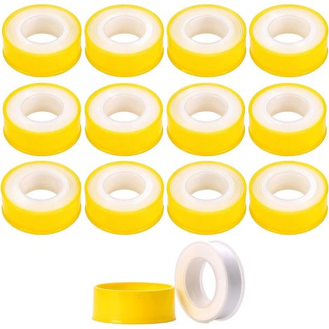 Lot de 12 rubans en téflon - Largeur : 15 mm - Longueur : 12 m - Pour installation au gaz et à l'eau - Plage de température : 60 à 240 °C (1/5)