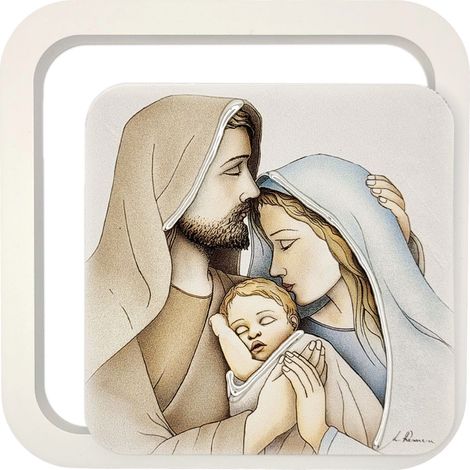 Dipinto della Sacra Famiglia su tavola  Dimensioni: 11x11 cm  Codice articolo: ES062060