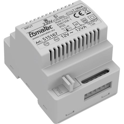 Comatec TBD201212F4 Alimentatore per guida DIN 12 V/AC 1 A 12 VA Contenuto 1 pz.