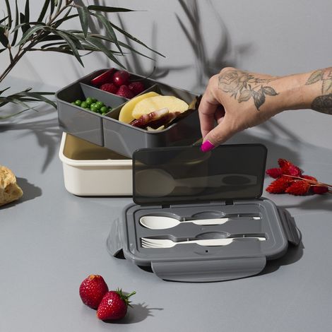 Lunch Box - COOK CONCEPT - Monochrome - Compartimentée - Grise (1/5)