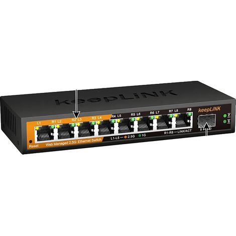 Commutateur Réseau, Configuration 9 Ports, Géré par Web, 8x2.5GbE 1x10G SFP (1/2)