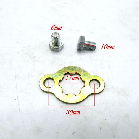 Small sprocket locking plate for off-road motorcycles with screw, inner diameter 20 mm/17 mm.