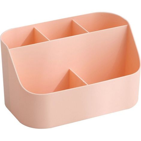 Organiseur de bureau à 5 compartiments, porte-stylos, organiseur de fournitures de bureau, étagère de rangement, convient aux enfants et aux enseignants, rose. (1/5)