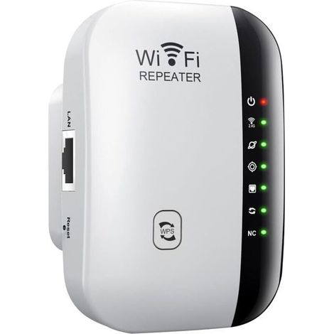 Wi-Fi Repeater with Plug, 300 Mbps, 2.4 GHz with WPS, Coverage up to 3,000 m², Connects 30 Devices, Ethernet Cable Included (White) (1/5)