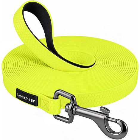 Longe pour Chien, 3 m/5m/7m/10m/15m/20m/25m/30m, Laisse Chien avec Poignée et Sac de Rangement, Laisses Étanches pour Chiens de Dressage de Toutes Tailles, Laisse Longue Robuste (Jaune) (1/5)