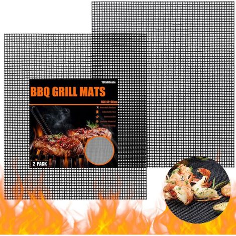 Tappetino per barbecue tagliabile in 2 pezzi, 42x36 cm, riutilizzabile e antiaderente, per griglia elettrica, griglia a gas, griglia a carbone (1/4)