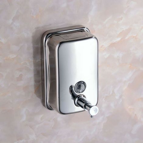 YMYNY 18oz/ 500 ML Distributeur de Savon Mural pour Cuisine et Salle de Bain, Acier Inoxydable, Chrome Poli