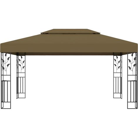vidaXL Gazebo con Tetto Doppio 3x4 m Grigio Talpa 180 g/m²