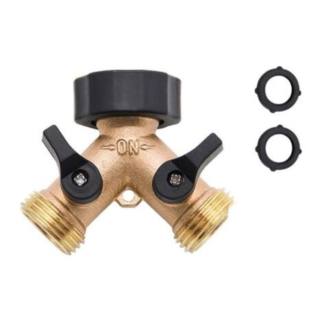 PA Waschmaschinen-Doppelauslass-Wasserhahn, Garten-Wasserhahn-Splitter aus Messing, Y-Anschluss, 3/4 Zoll zum Anschluss von 2 Geräten, für Wasserhahn-Adapter (1/5)