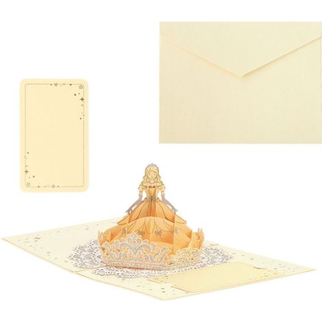 Biglietto d'auguri con lamina d'oro, biglietto d'auguri con principessa