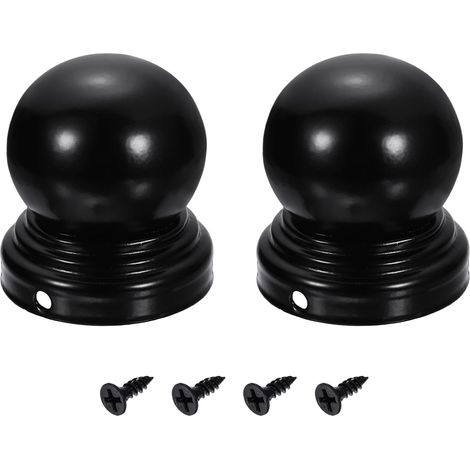 2Pcs Capuchons De Poteau De Clôture, 50mm/1.97-inch Dôme Rond Étanche À Balle Supérieure Couverture De Poteau En Fer Avec Vis Pour Clôture Extérieure En Métal Bois. (1/5)