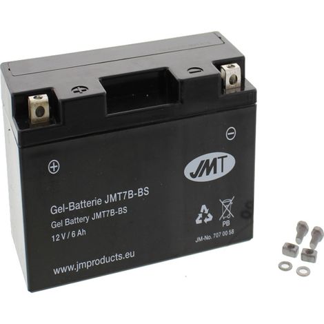 Batería de gel JMT JMT7B-BS de 12 V y 6 Ah (equivalente a Yuasa YT7B-BS)