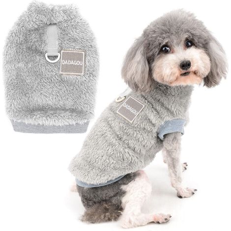 Manteau en Polaire pour Chien Gilet Chaud d'hiver avec Boucle de Laisse Vêtement Moelleux pour Petit Chien Chiot Chat (1/5)