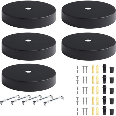 5 pièces Auvent de Plafond 10cm Rosace Plafond Luminaire Noir Cache Fil Lustre Plafond Pavillon Luminaire Metal Baldaquin Lampe Support de Fixation (1/5)
