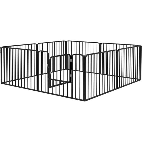 Parc pour chien modulaire en acier à 8 panneaux, utilisable en intérieur et en extérieur, 164 x 164 x 60 cm, noir