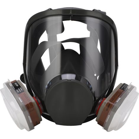 Masque respiratoire intégral réutilisable protection vapeurs organiques peinture soudure avec 10 cotons filtrants et cartouche filtre n°3 (1/5)