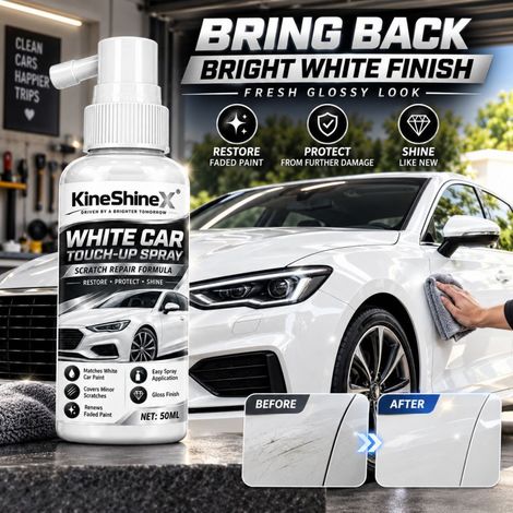 KineShineX Weißer Autolack-Reparaturspray - Geeignet für kleinere Kratzer und Farbauffrischung bei weißem Autolack. (1/5)