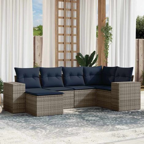 vidaXL Set Divani da Giardino 6 pz con Cuscini Grigio in (1/5)