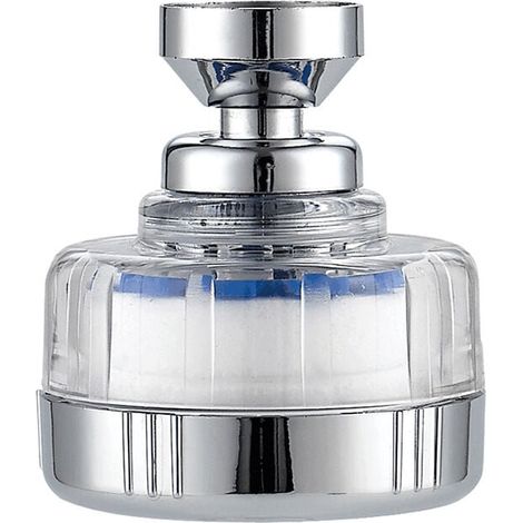 Water filter tap with 6 PP cotton filter elements, universal anti-limescale faucet filter, 360° rotatable spray head YMYNY