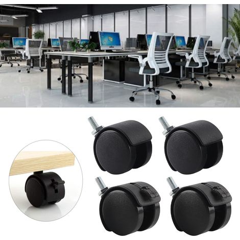 Rueda giratoria para muebles y sillas de oficina con freno – 4 piezas de repuesto, nailon negro – 40 mm de diámetro (1/5)