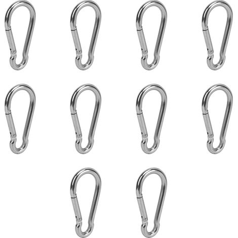 Lot de 10 mousquetons à ressort en acier inoxydable, crochet de sécurité pour randonnée, 12mm (1/5)