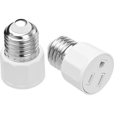 Stück E26/E27 Lampenfassung-Adapter (2- oder 3-polige Steckdose auf E27 Lampenfassung) – US-Stecker, 2 Stück – Weiß